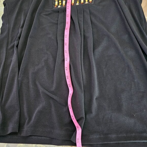 Ellen Tracy Black Sleeveless Women's Top W/Beaded Front Sz L Career Office - Picture 6 of 9